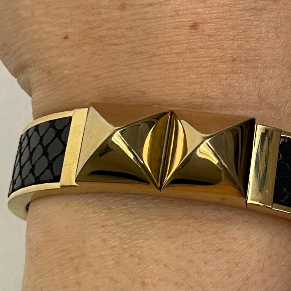 Michael Kors Python Embossed Black Leather Gold T… - image 2